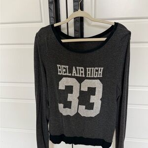 Wildfox Black Crew Neck Sweater with 'Bel Air High 33' Print